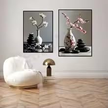 Affiche florale de cerisiers et magnolias évoquant la sérénité