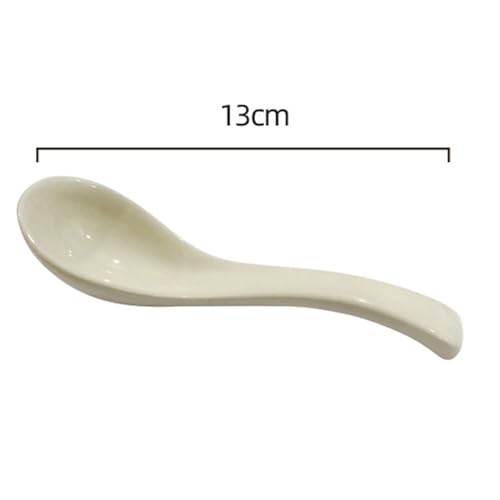Soulnioi Ceramic Soup Spoon, Cream Style Dessert Spoon, Rice Spoon Serving Spoon Cereal Spoon for Kitchen Restaurant - Yellow - Image 2