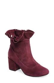 Cecelia New York Mackie Grey Suede Ruffle Design Block Heel Designer Ankle Boots