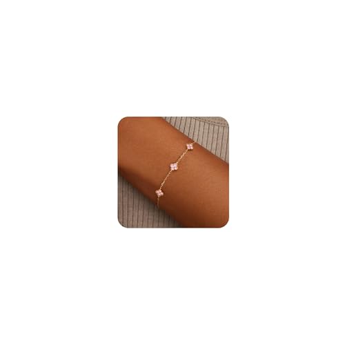 Image of FUNEIA Birthstone Gold Clover Bracelet for Women