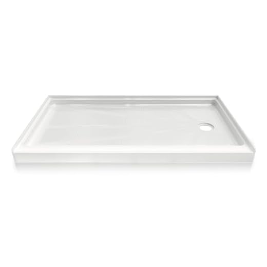 CKB 60 in. L x 30 in. W Right Drain Shower Base, Single Threshold Shower Pan with Slip Resistant Textured Surface, White
