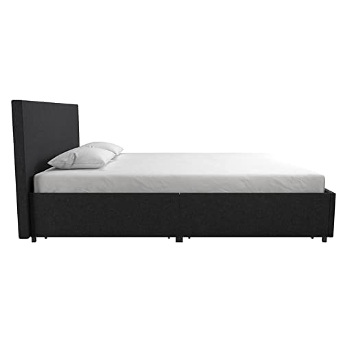 Novogratz Kelly Bed With Storage, Full, Dark Gray Linen #TOP4