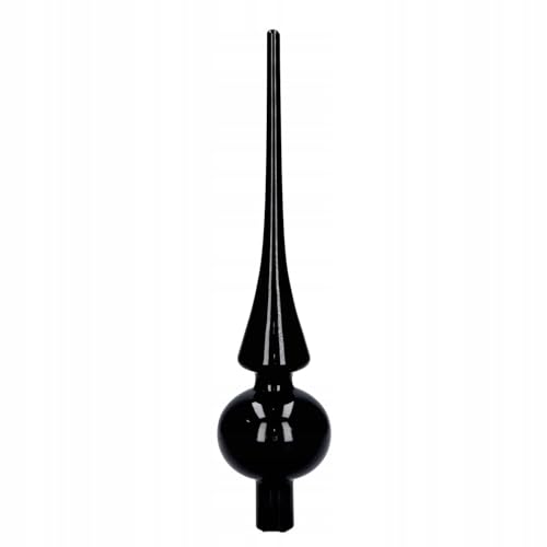 Glas Christbaumspitze 26 cm spitz schwarz glänzend