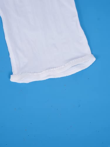 Oyolan Women Semi See-Through Glossy Pencil Skirt Lace Top High Waist Bodycon Skirts Stretch Mini Skirt White One Size #TOP5