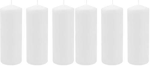 Image of Stonebriar Tall 3 x 8 Inch 80 Hour Long Burning Unscented White Wax Pillar Candles, 3 Count (Pack of 2)