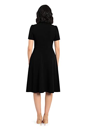 Image of Maggy London Women's Crepe Fabric Flight Attendant Bow Neck Tie Short Sleeve A-line
