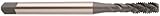 YG-1 G1 Series Vanadium Alloy HSS Spiral Flute Tap, TiN Coated, Round Shank with Square End, Modified Bottoming Chamfer, 4-40 Thread Size, H2 Tolerance