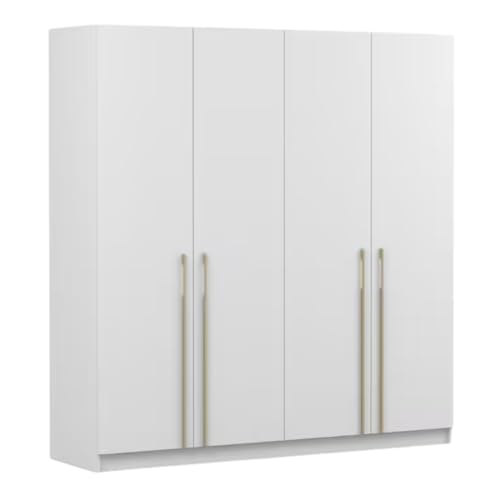 Fabryka Mebli Idźczak Drehtürenschrank, Kleiderschrank - Schlafzimmerschrank - 57 x 200 x 210 cm - Wohnzimmerschrank, Garderobenschrank, Schrank mit Einlegeböden und Zwei Kleiderstangen - Weiß