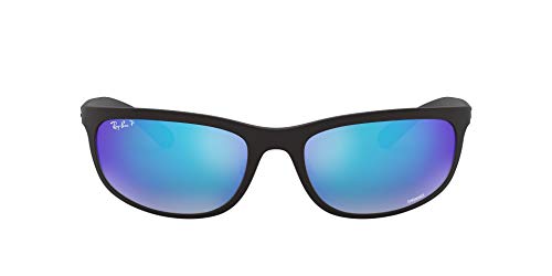 Ray-Ban Men's RB4265 Chromance Sunglasses, Matte Black/Polarized Blue Flash Mirror, 62 mm