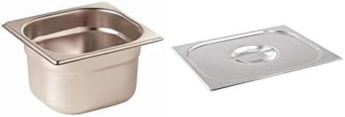 Vogue K991 Stainless Steel 1/6 Gastronorm Pan 100mm Deep Food Container Storage, Silver