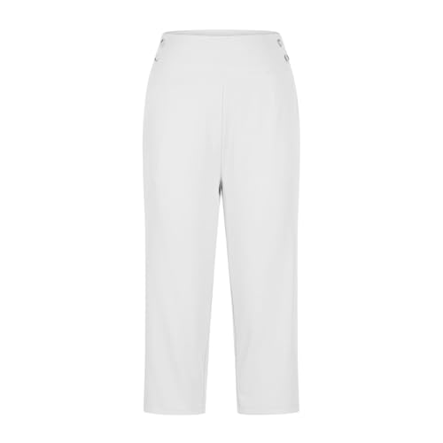 Today's Deals of The Day Clearance Cropped Trousers for Women Ladies Soft 3/4 Length Cropped Pants High Waist Stretch Pull on Bottoms Summer Golf Chino Joggers with Pockets Elegant Office Business - Image 6