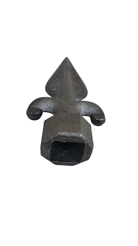 Image of Cast Iron Fence Finials, Multiple Decorative Styles & Sizes, 1 /2 inch to 1 inch Inch Square and Round Spears, Fleur de Lis Design (1 /2 inch Arrowhead SQ, 4)