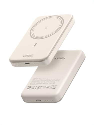 UGREEN Magsafe Power Bank 10000mAh, Wireless Portable Charger Fast Charging, Mobile Phone PD 20W Wired Charging for Samsung S25U, iPhone Magsafe Charger Battery Pack 7.5W for iPhone 17/16,White