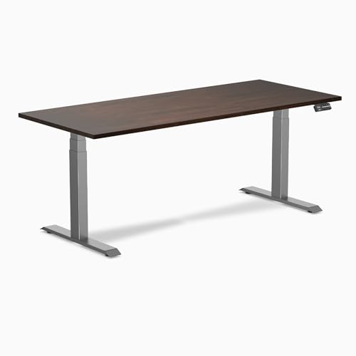Image of Desky Electric Standing Desk, 72 x 30 inch Rubberwood Height Adjustable Sit Stand Desk, Dual Motor, Memory Presets, Ergonomic Workstation for Home Office - Dark Walnut Top