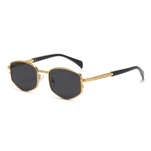 LJCZKA Trendy Square Metal frame Sunglasses for Women Men Retro Polygon Sun Glasses Luxury Classic Shades