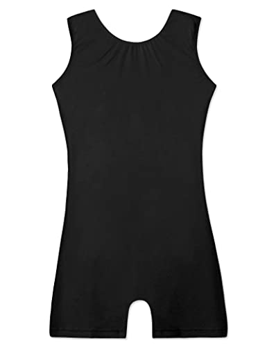 Nymphperi Gymnastics Leotard for Toddler Girls 3t 2t Solid Black Sleeveless Biketards with Shorts Soft One Piece Unitards for Yoga Sports