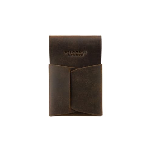 VISCONTI Raw Collection Origami Leather Micro Cash/Card Ultra Slim Wallet, Black (Oil Tan)