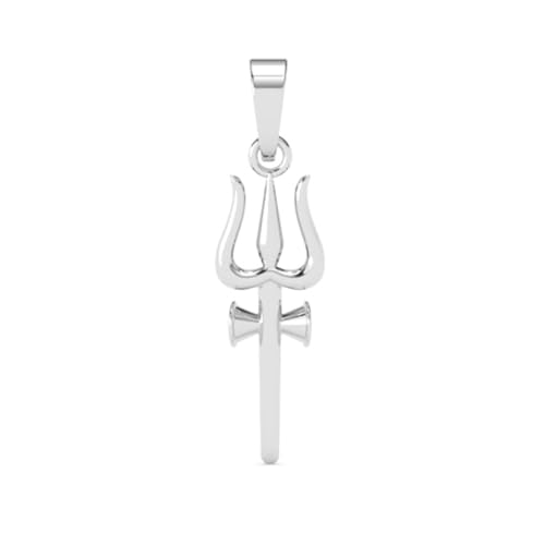 Image of Clara 925 Sterling Silver Shiva Trishul Pendant Necklace for Men & Women | Available With or Without Chain | Platinum Plated