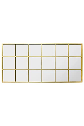 MirrorOutlet The Genestra - Gold Modern Window Garden Full Length Garden Wall Mirror 69" X 33" (174CM X 85CM) Silver Mirror Glass with Gold Metal Frame.…