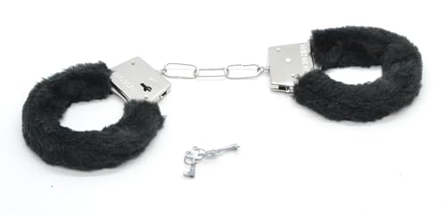 BETTER WITH FRIENDS esposas esposas BLACK negro, policía mujer,policía,enfermero,médico, oficial de seguridad, accesorio de disfraces. de metal con la felpa mk2