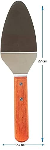 Image of Pie Server Cake Holder Transfer Triangular Spade Spatula for Pizza Cake Baking Wood Wooden Handle Shovel Stainless Steel (Pack of 1)