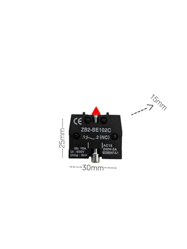 Image of AES XAC Series Push Button Switch Contact Block - ZB2-BE102C (NC) | 10A 600V Auxiliary Contact Block for Industrial Machines, Automation & Control Panels | Screw Clamp Terminal | Pack of 10