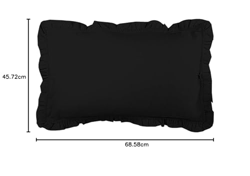 Image of Kuber Industries 2 Piece Cotton Pillow Cover Set-18 inchx27 inch (Black) Luxury Pillow Covers-KUBMART03195