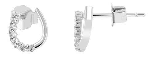 Pendientes de herradura de plata 925 'Aitana', rodiados, plata 925/rodiada
