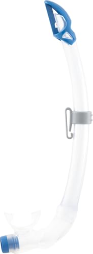 Cressi Mexico Pro Snorkel Transparente/Azul Claro   Tubo Snorkel con Deflector y Válvula de Descarga Elíptica de Silicona, Ideal para Buceo Apnea y Snorkeling, Talla Única Unisex