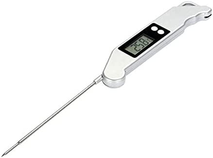 Termometro a lettura istantanea digitale, BBQ Termometro con retroilluminazione e sonda pieghevole, cucina for alimenti da cucina Uso for grill, fumo, liquido, caramelle, argento
