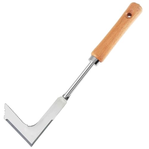 Crack Weeder, Manual Weeder L-Shaped Side-Walk Puller Spatula, Grass Cutter Weeding Sickle for Garden Lawn Yard Patio Terrace Paving Moss, Weed Removal Tool with Wood Handle