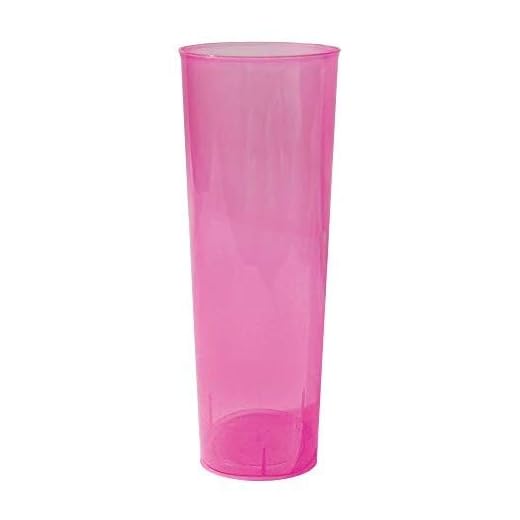 TELEVASO - 50 Unidades - Vaso Tubo 300 ml Reutilizable Ligero- Polipropileno (PP) - Color Rosa - Vaso ecológico Libre de BPA, Ideal para Cerveza, cubatas, Agua