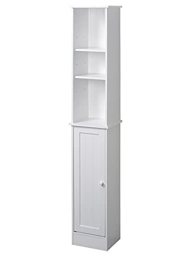 Zenna Home Cottage Linen Tower, 5-Tier, Bathroom Storage, White Spacesaver