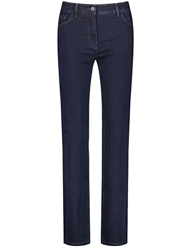 Gerry Weber Damen 5-Pocket Jeans Straight Fit Hose Jeans lang 5-Pocket Jeans unifarben reguläre Länge Dark Blue Denim 46 Cover