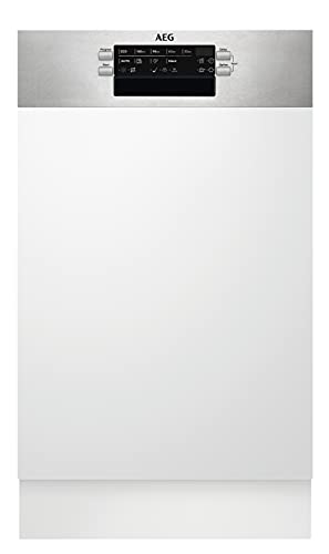 AEG FEE7341AZM - Lavavajillas integrado (45 cm, AirDry, resultados de secado perfectos, D, ahorro de energía, cesta para cubiertos, detección de carga, pantalla, inicio diferido, extrasilencioso)