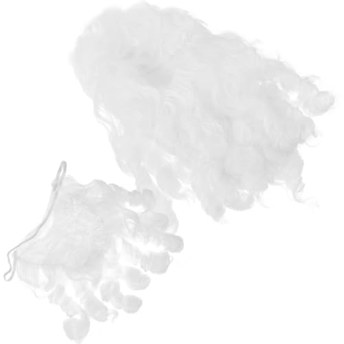 Peluca y bigote blanco con fibra transpirable y fácil ajuste de gomas