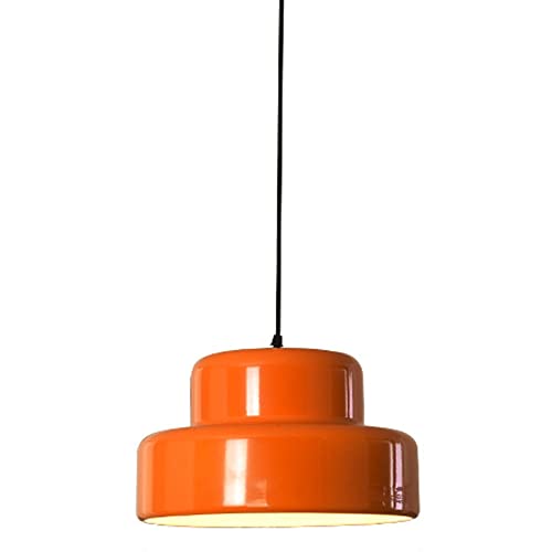 Lampe suspendue orange Hertl en métal pour îlot de cuisine style de ferme