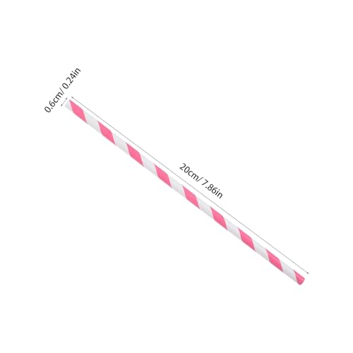 BESPORTBLE 100 pitillos desechables de papel rayados color rosa miniatura 2
