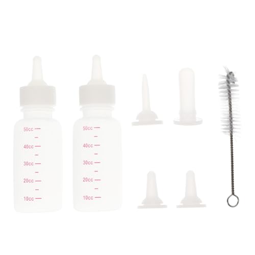 BESPORTBLE Pet Feeding Bottles Set 50ml Dog Nursing Feeders Brush Silicone Nipple for Pets