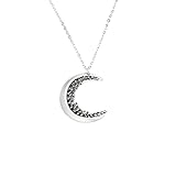 Crescent Moon Necklace Silver Diamond Necklace MignonandMignon Birthday Gift for Her Celestial Jewelry - ZCMN