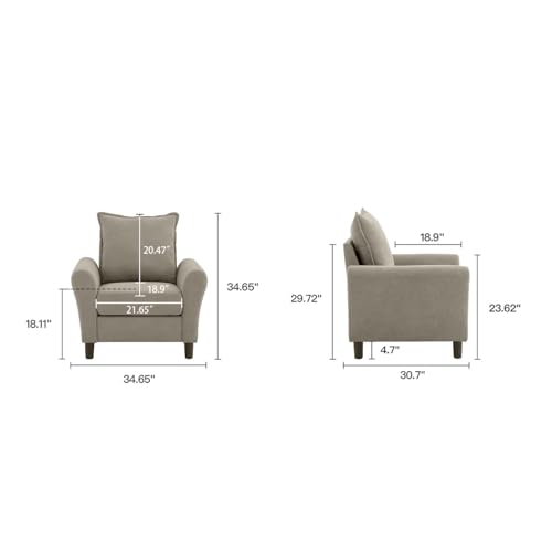 Sillón Moderno Beige Piel de Melocotón miniatura 2