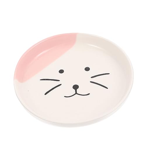 Loigohon セラミック製猫用フードボウル 16cm ? 滑らかな表面で清掃簡単、大口径設計による安定給餌 (16X16X2.5CM,ピンク)