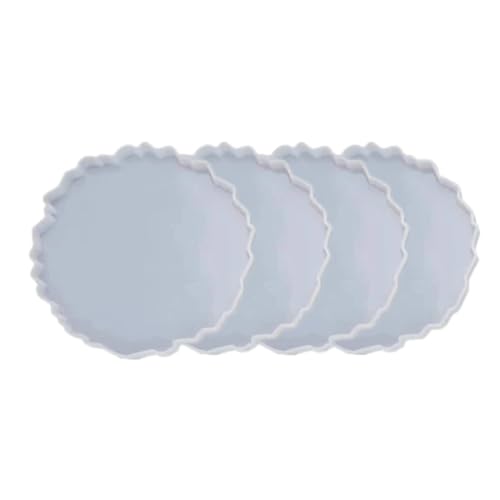 Image of R H Lifestyle Silicone Moulds Round Resin Art Mould Agate Coaster Mould for Resin Art Epoxy Casting Mould Tray Photo Frame Mold Resin Coaster Mould Set of 4, 6 Inch
