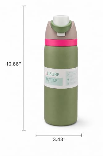 Image of HomeCloud 1200ML Stainless Steel Water Bottle - Double-Wall Vacuum Insulated, Leakproof Straw Lid, BPA-Free Reusable Travel Flask with Two-Way Spout for Gym, Office & Outdoor Use (S Green)