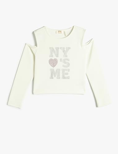 Blouse Fille Manches Longues T-Shirt Col Rond à Découpe Koton