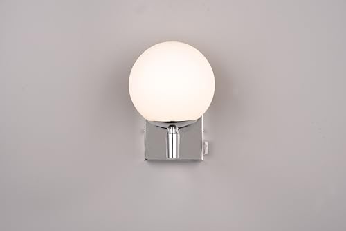 Trio Leuchten Badezimmer Wandleuchte Kula 284270106, Metall Chrom, Glas Weiß, exkl. 1x E14