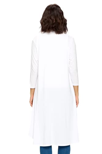 Image of Women's 3 /4 Sleeve Soft Open Front Casual Flowy Long Viscose Made from Bamboo Cardigan