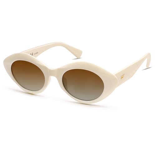 Image of VANLINKER Polarized Trendy Thick Oval Round Sunglasses for Women Retro Shades VL9825