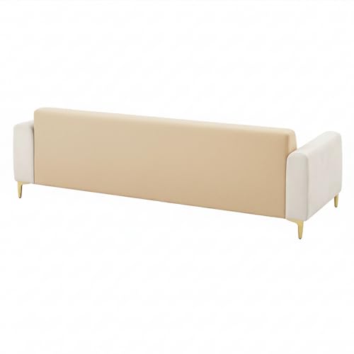 Image of Opera 3 Seater Fabric Sofa Set | Soft Velvet Upholstery, Sturdy Wooden Frame | Modern Sofa for Living Room, Hall & Office Spaces (Cream-Beige)