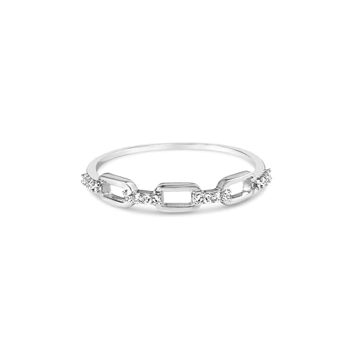 Haus of Brilliance .925 Sterling Silver Diamond Accent Paperclip Band Ring (I-J Color, I2-I3 Clarity) - Ring Size 7